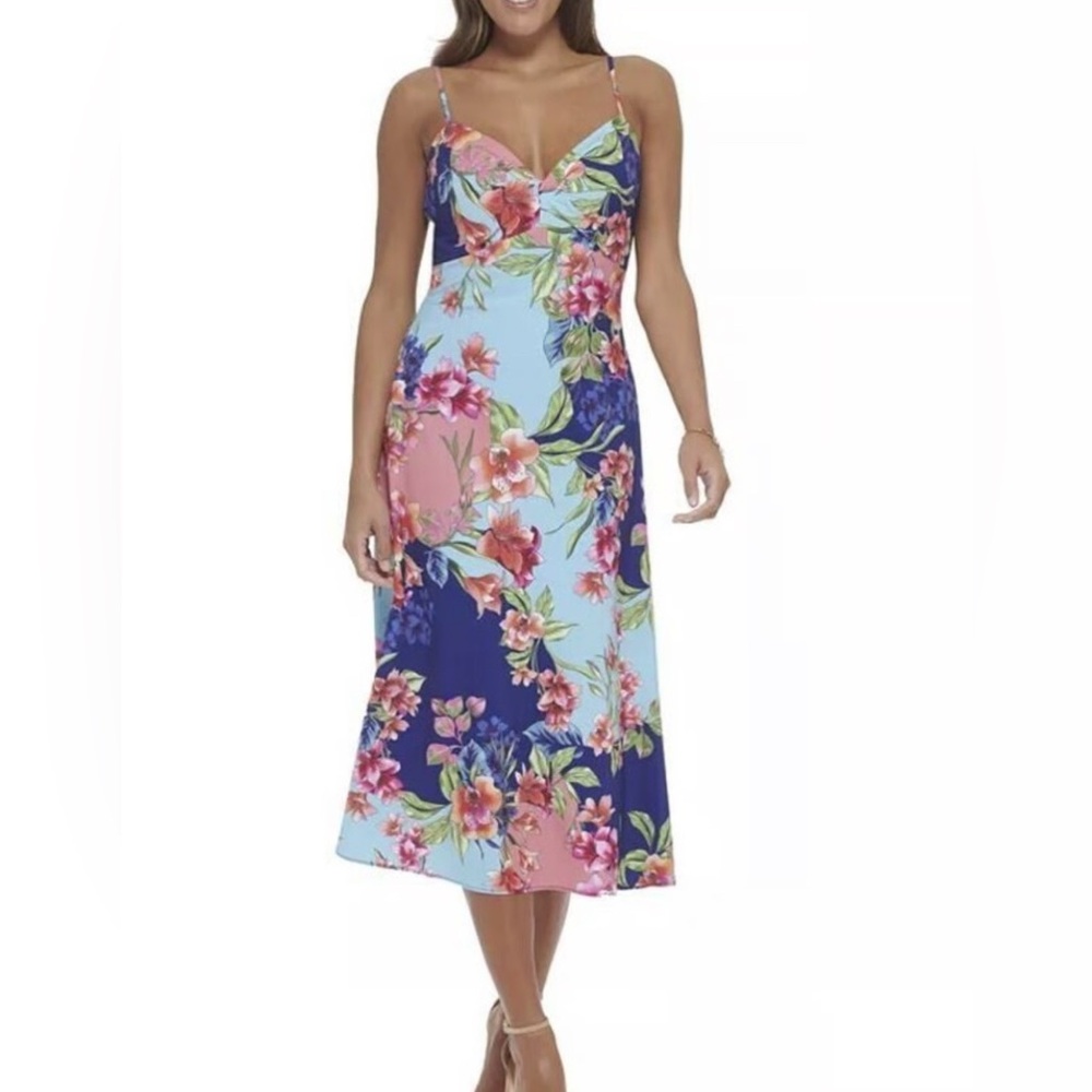 Guess Pink and Blue Sleeveless Midi Sundress **Worn once**